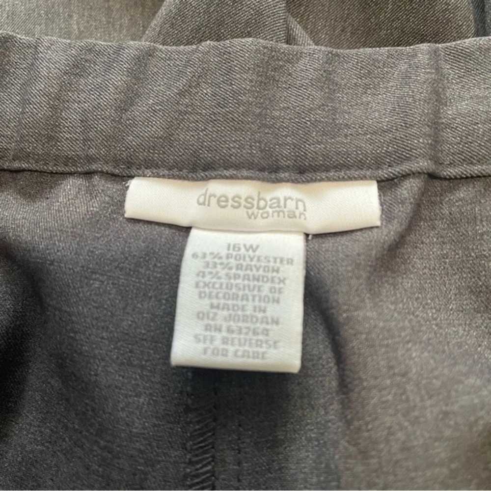 Dressbarn Woman Gray Trousers NWT 16W Short Plus Size Dress Pants Office 36X27 - Picture 3 of 9